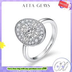 ATTAGEMS D/VVS1 Round Shape All Moissanite Diamond Rings for Women Man S925 Silver White Gold Plated Twilight Engagement Jewelry