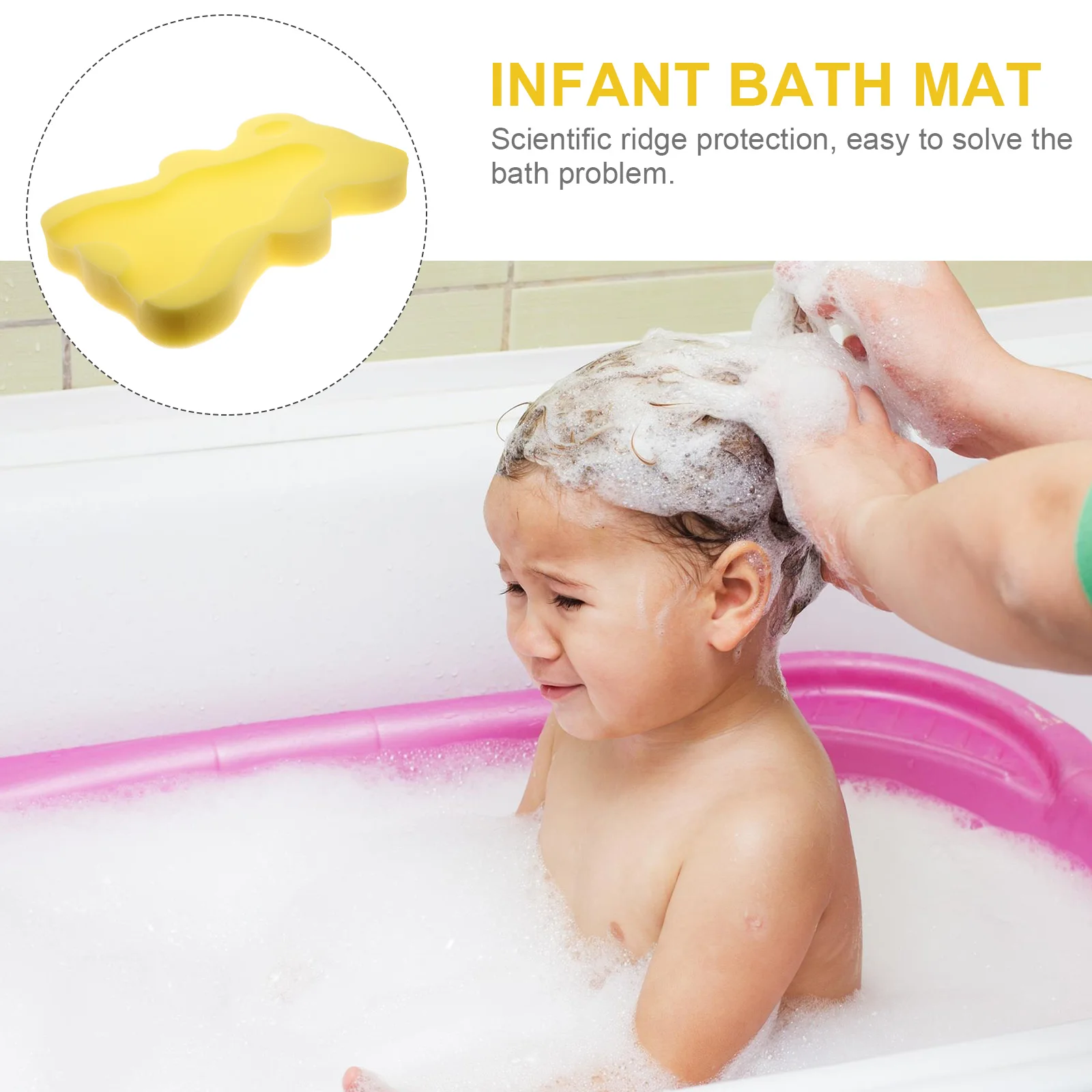 

1pc S Proof Sponge Odorless Infant Bath Mat Thickened Sponge Mat Comfortable S Proof Bath Cushion Support