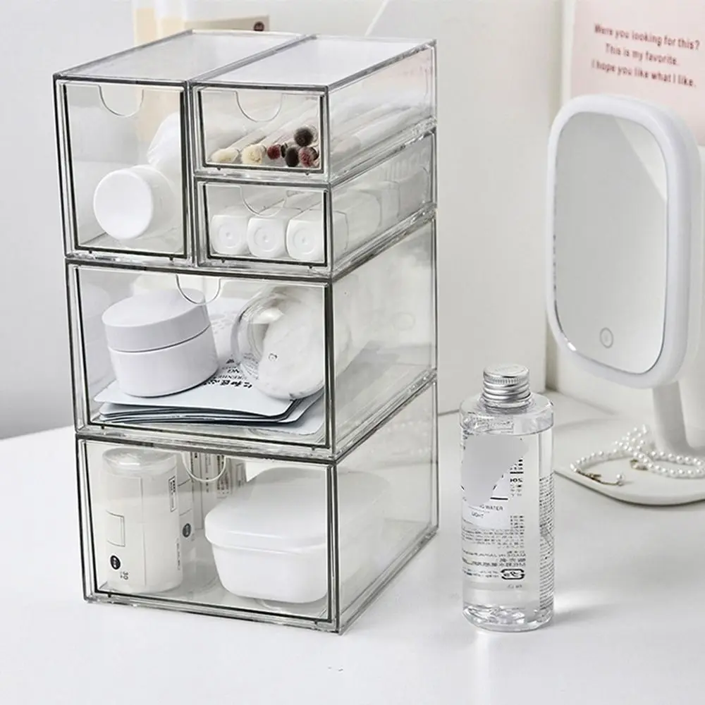 INS Desktop Storage Box Dust Proof Drawer Type Cosmetics Organizer Plastic Space-Saving Jewelry Sorting Box Skin Care