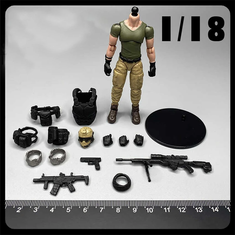 Dark Source 1/18 Scale Soldier Sniper Mercenary Head Sculpted Body Chest Hanging Leg Shoulder Protector Sniper Gun Model Toys