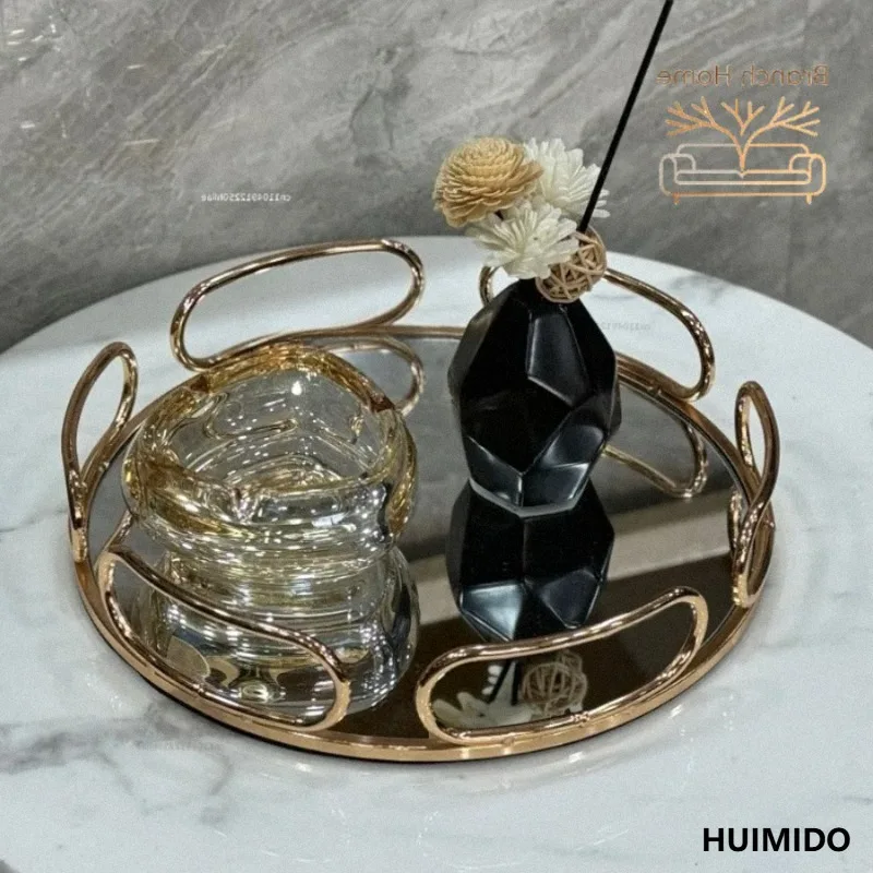 Modern Durable Sleek Tray Coffee Washing Mirror Ornament Tray Light Luxury Soft Decoration Home Accessories Dienblad XY40TP