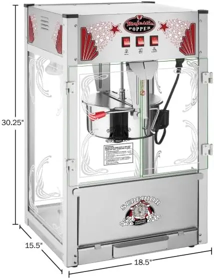 Popcorn Machine - Extra Large Movie Theater Style Popper with 16oz Kettle and Warming Deck by Superior Popco