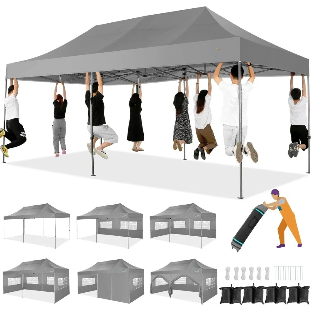 

Heavy Duty Pop up Canopy Tent with 6 sidewalls Easy Up Commercial Outdoor Canopy Wedding Party Tents for Parties Waterproof