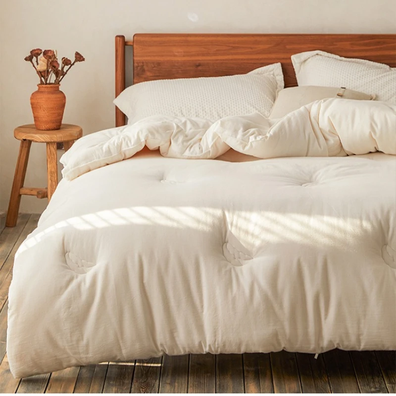Household Pure Cotton A Class Undyed Soy Protein Filled Thick Hypoallergenic Comforter All Season Winter Warm Duvet King Queen