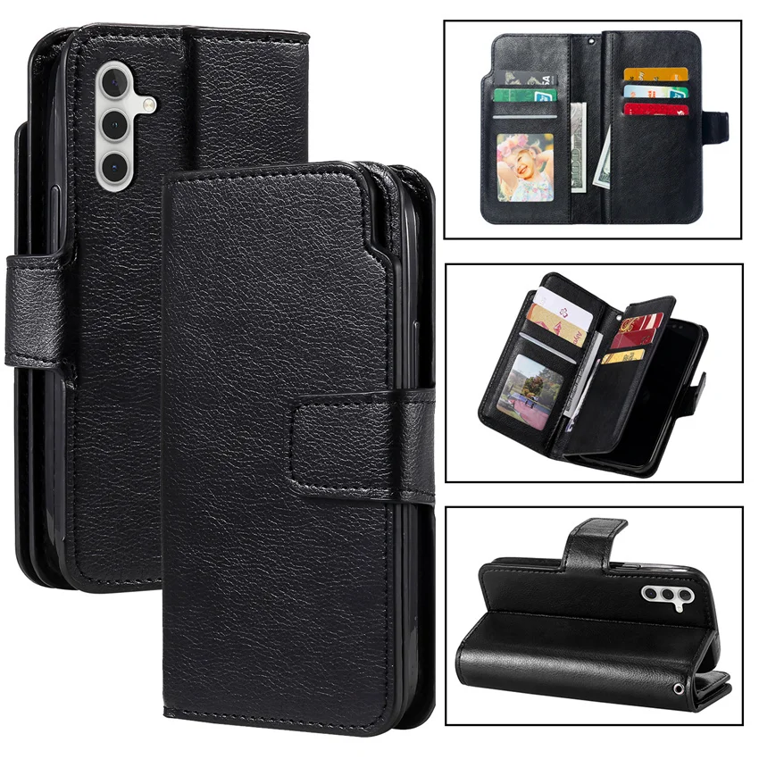 High Grade Wallet Leather Case For Samsung Galaxy A05 A05S A15 A35 A55 A12 A13 A14 A22 A23 A24 A52 A53 A54 Flip Cover Card Slots