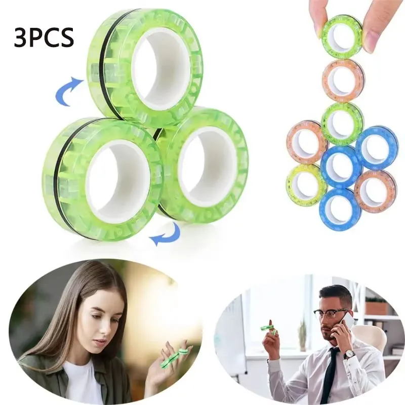 

3 шт., набор антистрессовых магнитных колец, разблокировка, волшебный браслет, игрушка на палец, декомпрессионные инструменты, игрушки для снятия стресса