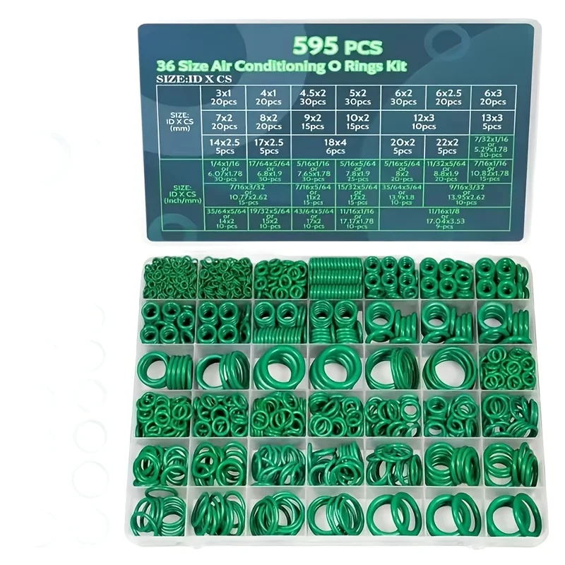 

595pcs Rubber Ring Repair Kit, Automotive Air Conditioning O-ring Repair Kit, Machine Repair Tool Kit