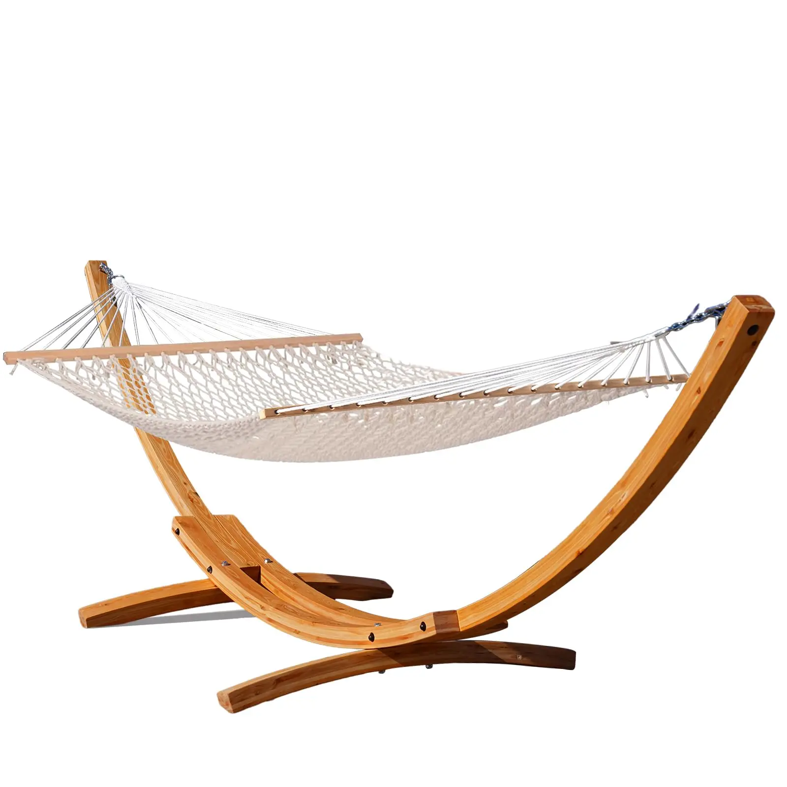 Lazy Daze 12 FT Double Quilted Hammock and 13 FT Natural Wood Arc Stand