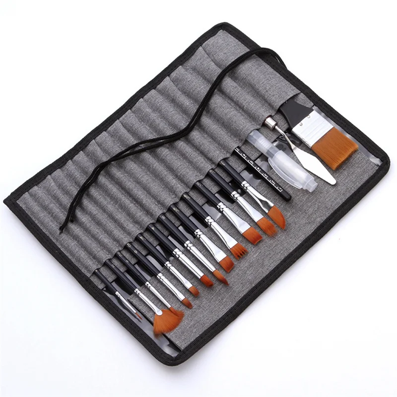 

AED5-Multi-Purpose Watercolor Brush With Drawstring Case, Artist Paint Brush Set For Acrylic Oil Watercolor Canvas