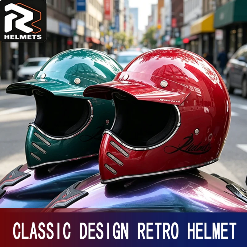 Summer Retro Helmet Men's Motorcycle Cruising Pull Helmet Japanese Pointed Mouth Small Helmet Pedal Cross-Country Full Helmet
