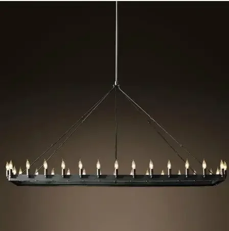 Modern antique Nordic minimalist living room restaurant bar retro industrial wind chandelier bar iron warrior round pendant