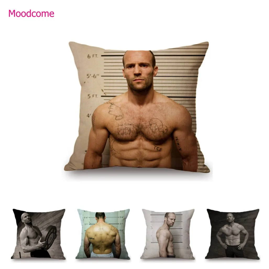 Sexy Jason Stastam Muscled Body Male Hormone Gym Poster Art Print Sofa Throw Pillow Case Cotton Linen Chair Manly Cushion Cover