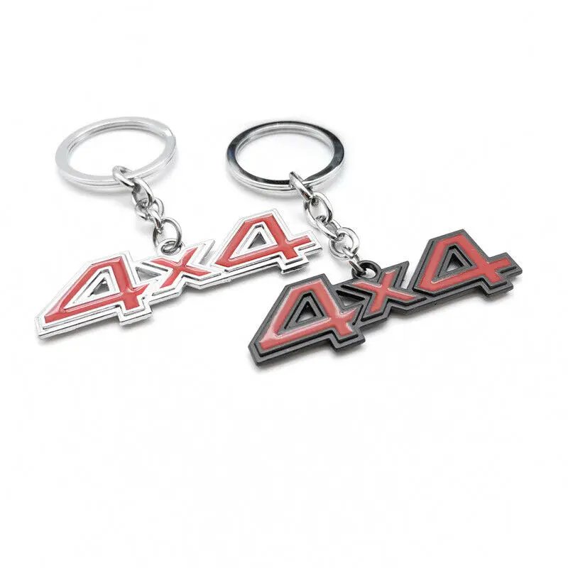 

Keychain Ring Chrome Red/Black Red 4X4 Key Chain Car Keyfob Universal Accessories Interior Decor