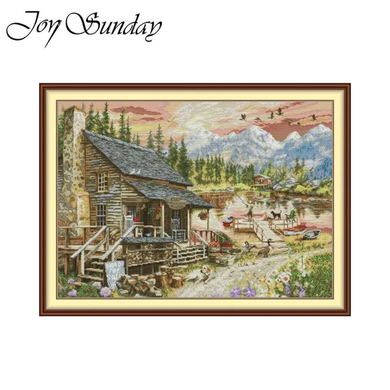 

Joy Sunday Cross Stitch Kit 16CT/14CT/11CT Cross-stitch for Adult DMC Threads DIY Set Small Rural Shop Picture Art Crafts Gift
