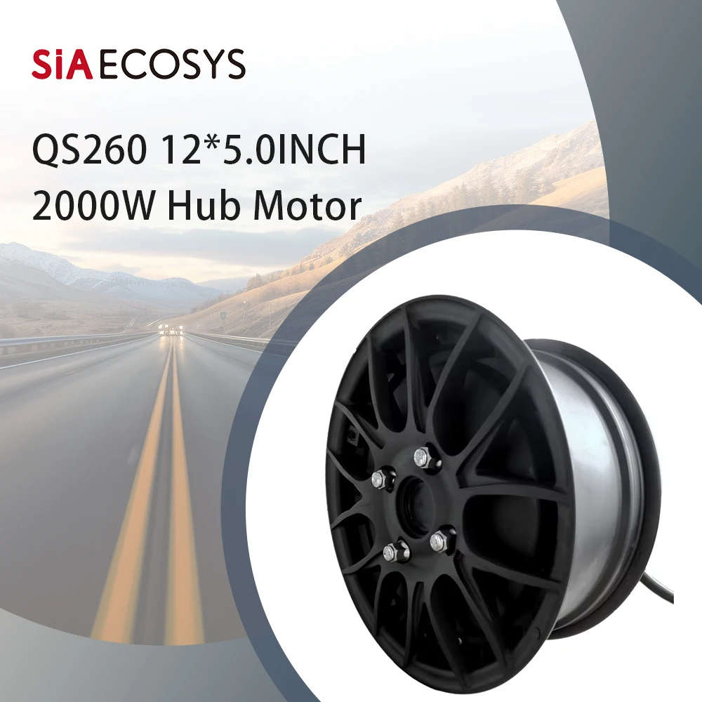 QSMOTOR QS260 12x5.0 Inch Wide Hub Motor 2000W 72V V3 35H Detachable Wheel Quick Release Design for Off-Road E-Motorcycle