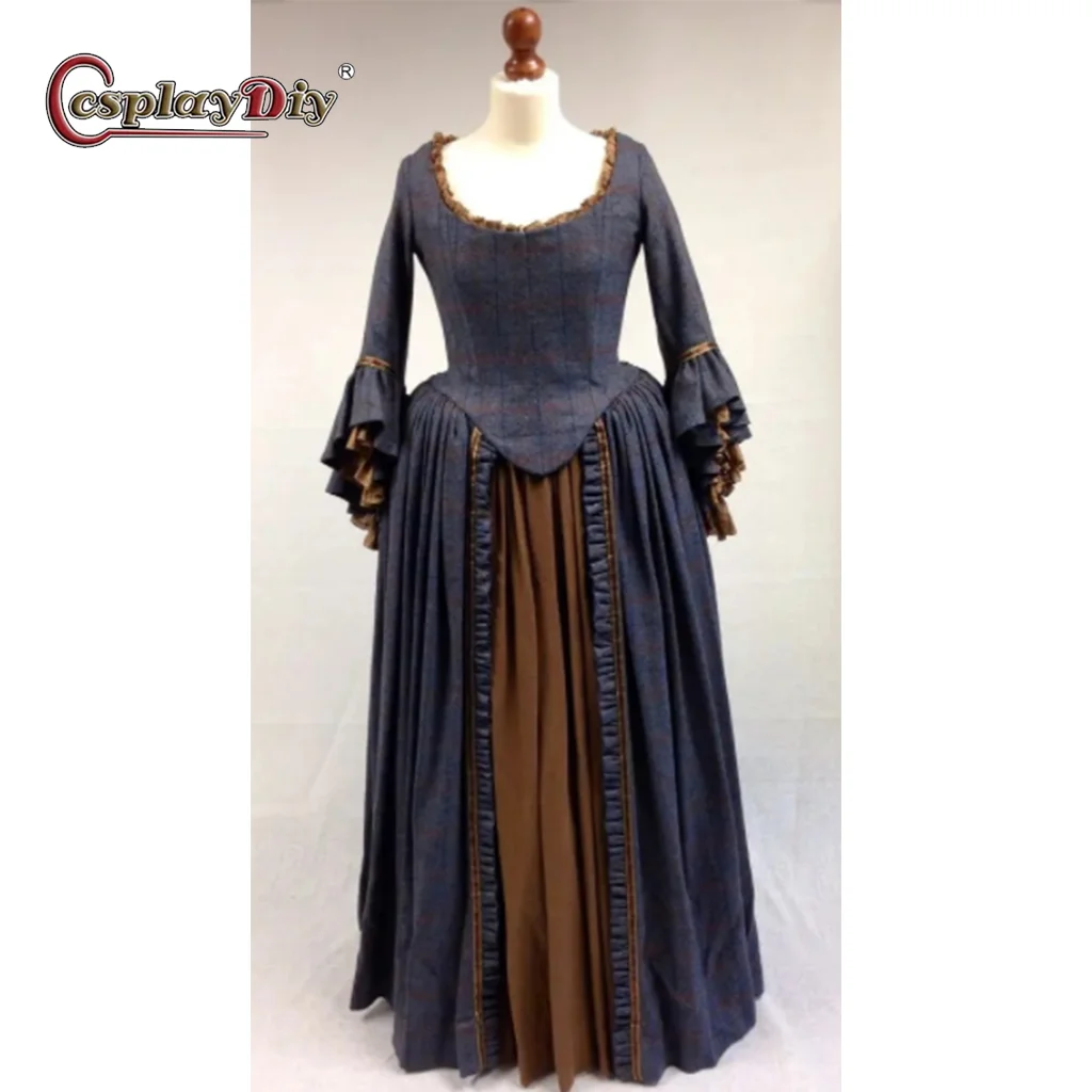 Cosplaydiy Outlander Highland Costume Claire Randall Vintage Highlander Dress Outlander Women Dress Gown Theater Reenactment