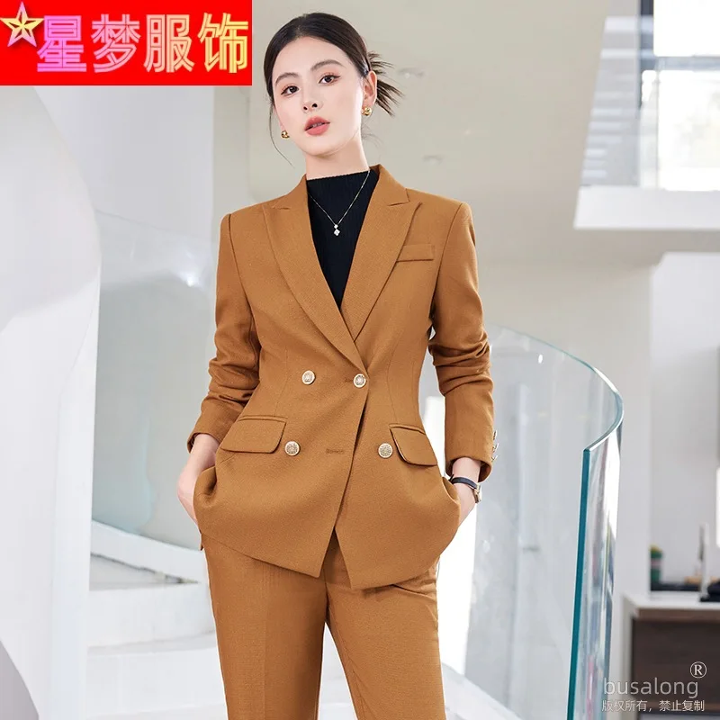 

Спецодежда, блейзер для женщин, весна и осень 20225, новый элитный модный комплект с широкими брюками, деловой костюм