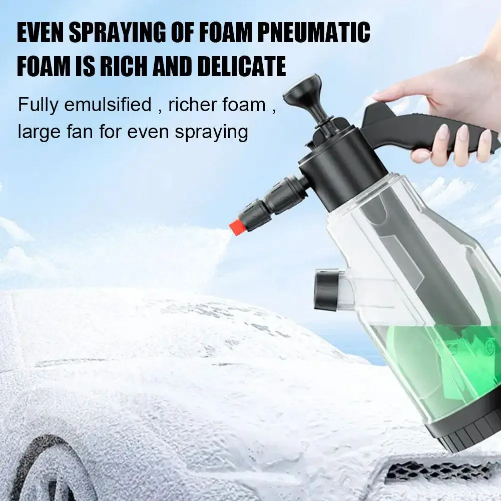 

2L Side Opening Upgraded Hand Pump Foam Sprayer Pneumatic Car Bottle Foam Pressure Spray Air Snow Cleaning Car Thicken Wash S2R2