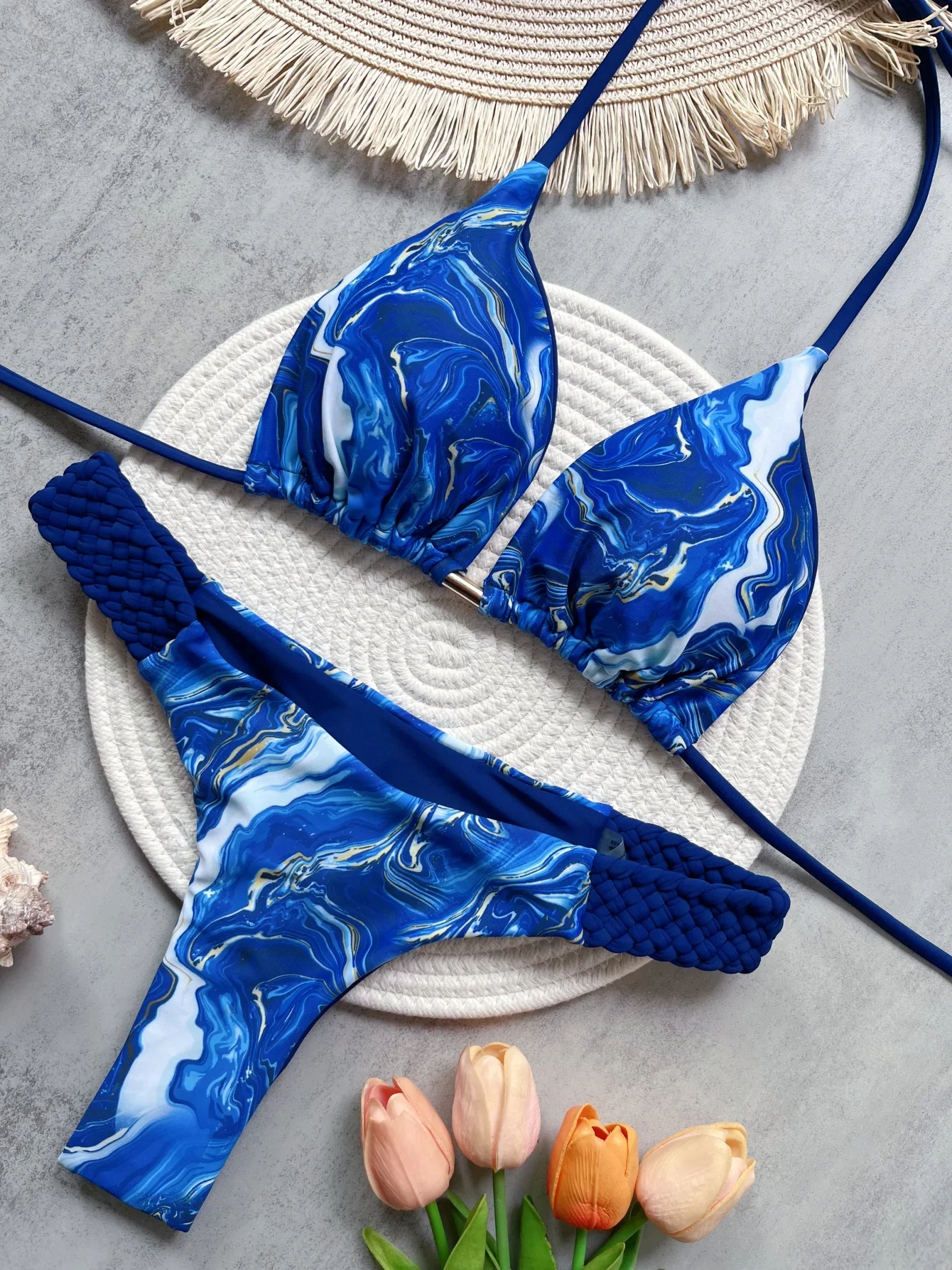 

Woven Rope Printed New Bikini AliExpress Swimsuit Beach Sexy Women Swimsuit 2025New