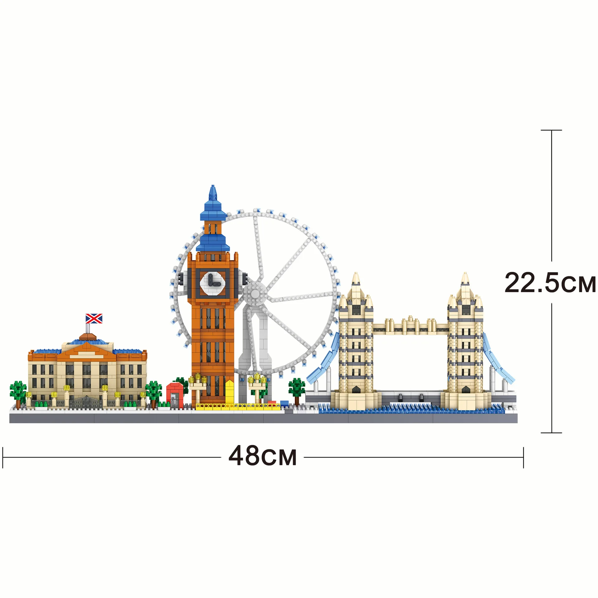 창의적인 건축 영국 런던 아이즈 스카이라인 마이크로 다이아몬드 블록 빅 벤 타워 브리지 건설 나노브릭 장난감 컬렉션