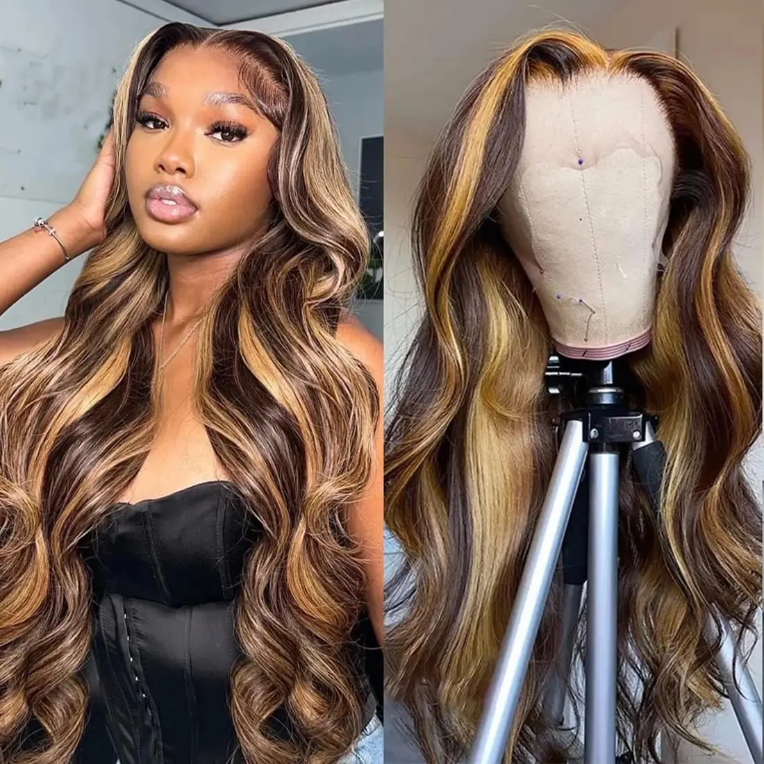 Highlight Wig Human Hair 13x4 Lace Frontal Wig Colored Human Hair Wigs For Women 30 Inch Honey Blonde Body Wave Lace Front Wig