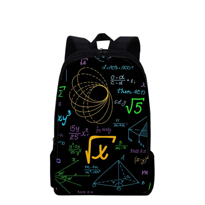 Mochila creativa con estampado de fórmula de matemáticas, bolsa escolar para estudiantes, bolsa de libros para niñas y niños, mochila de almacenamiento informal para adolescentes, mochila de viaje