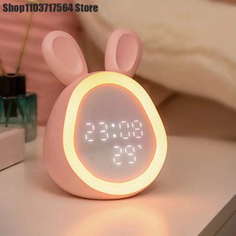 

Cute time rabbit alarm clock charging LED luminous digital clock with light children students cartoon small program electronic