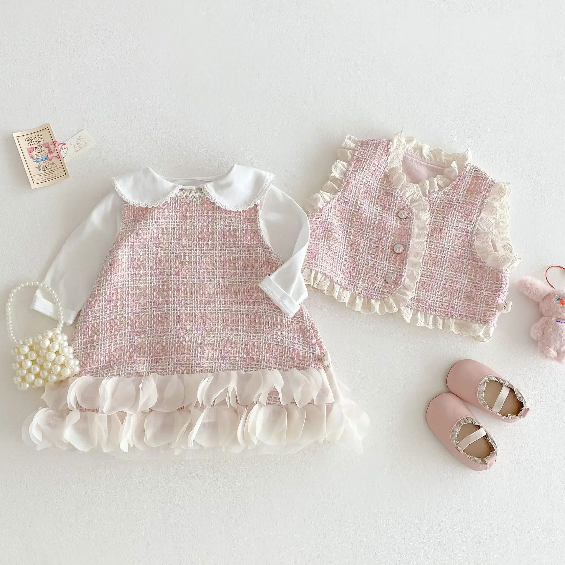 Girl Little Fragrant Style Vest 2025 New Children Clothing Spring Baby Korean Top Children Spring Fashion Trend