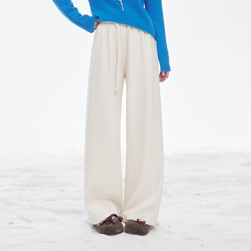 ELFSACK Classic Solid Draped Drawstring Elastic Waist Floor Length Pants For Women
