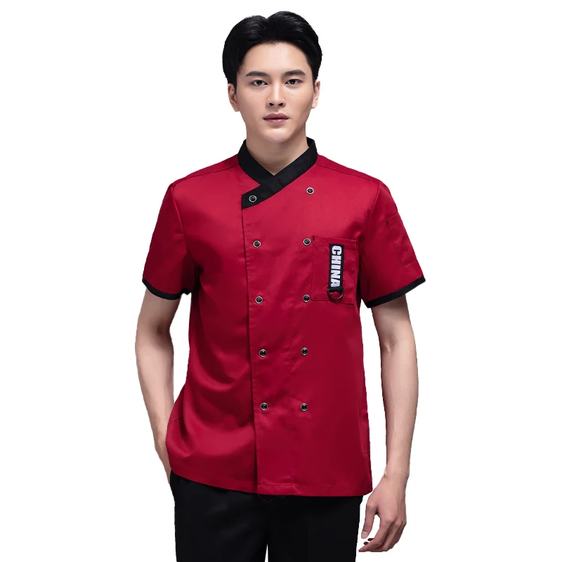 Chaqueta de manga corta para hombre y mujer, abrigo de Chef, uniforme de cocina, Catering, restaurante, Hotel, panadería, camarero, trabajo, Tops de disfraces