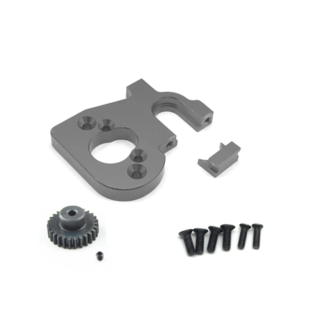 RC Car Motor Mount Holder with Motor Gear for Wltoys 144001 124019 124018 RC Spare Parts Upgrade Accessories,Titanium