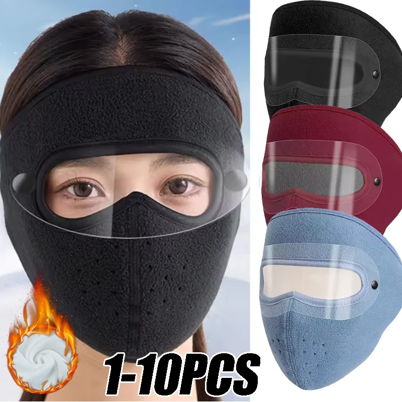 

Winter Thermal Face Mask Fleece Lined with Integrated Goggles Ear Protection for Cycling Windproof Cold Weather Design