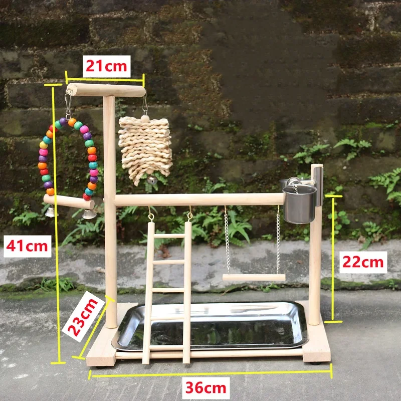 Bird Playground Perch Stand Feeding Cups Swing Climbing Ladder Parrot Playstand Exercise Playgym For Parakeet Cockatiel Lovebi