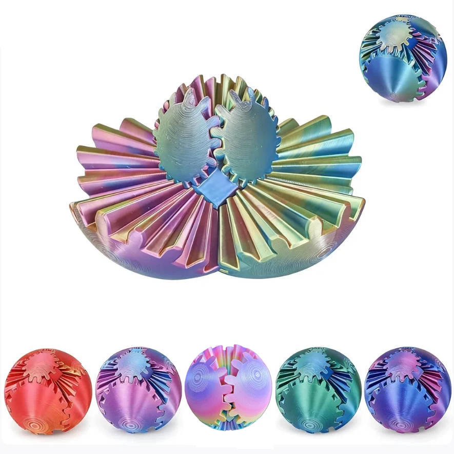 3D-Gedruckter Zahnrad-Ball, Drehender Stressabbau-Ball, Fidget-Schreibtisch-Deko, Rotierender Heimdekorations-Ball, Geschenk-Zahnrad-Spin-Ball – Detail 5