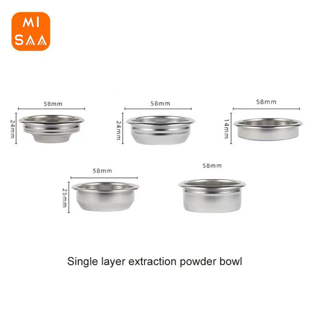 Coffee Filter 51mm Stainless Steel Portable Double Powder Wholesale Coffee Powder Bowl Food Safety Grade No Pressure Filter Bowl