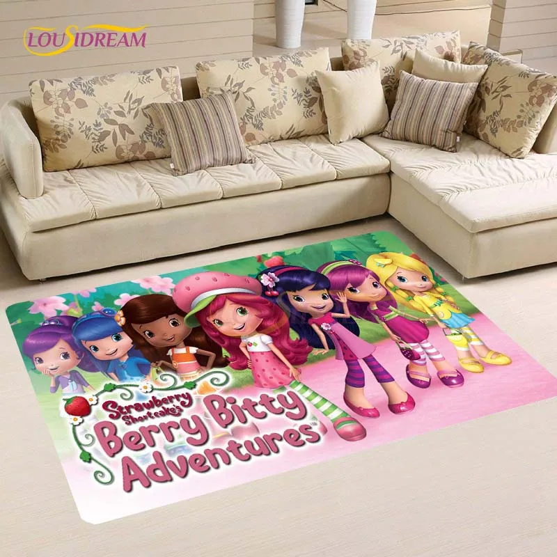 New Strawberry Shortcake Area Rugs for Bedroom Cartoon Carpets for Living Room Anime Carpet Soft Rug Fans Gift Home Decoration