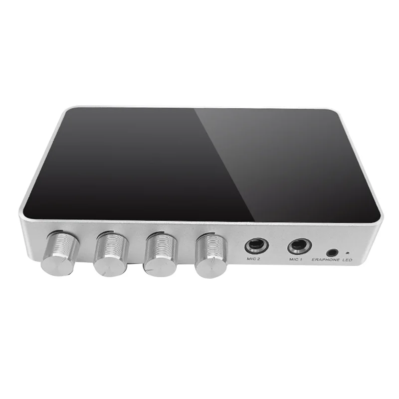 KM200 4K Mini HD كاريوكي جهاز مزج الصوت كاريوكي خلاط مزدوج ميكروفون تعديل حجم الإدخال لغرفة KTV-قابس الاتحاد الأوروبي