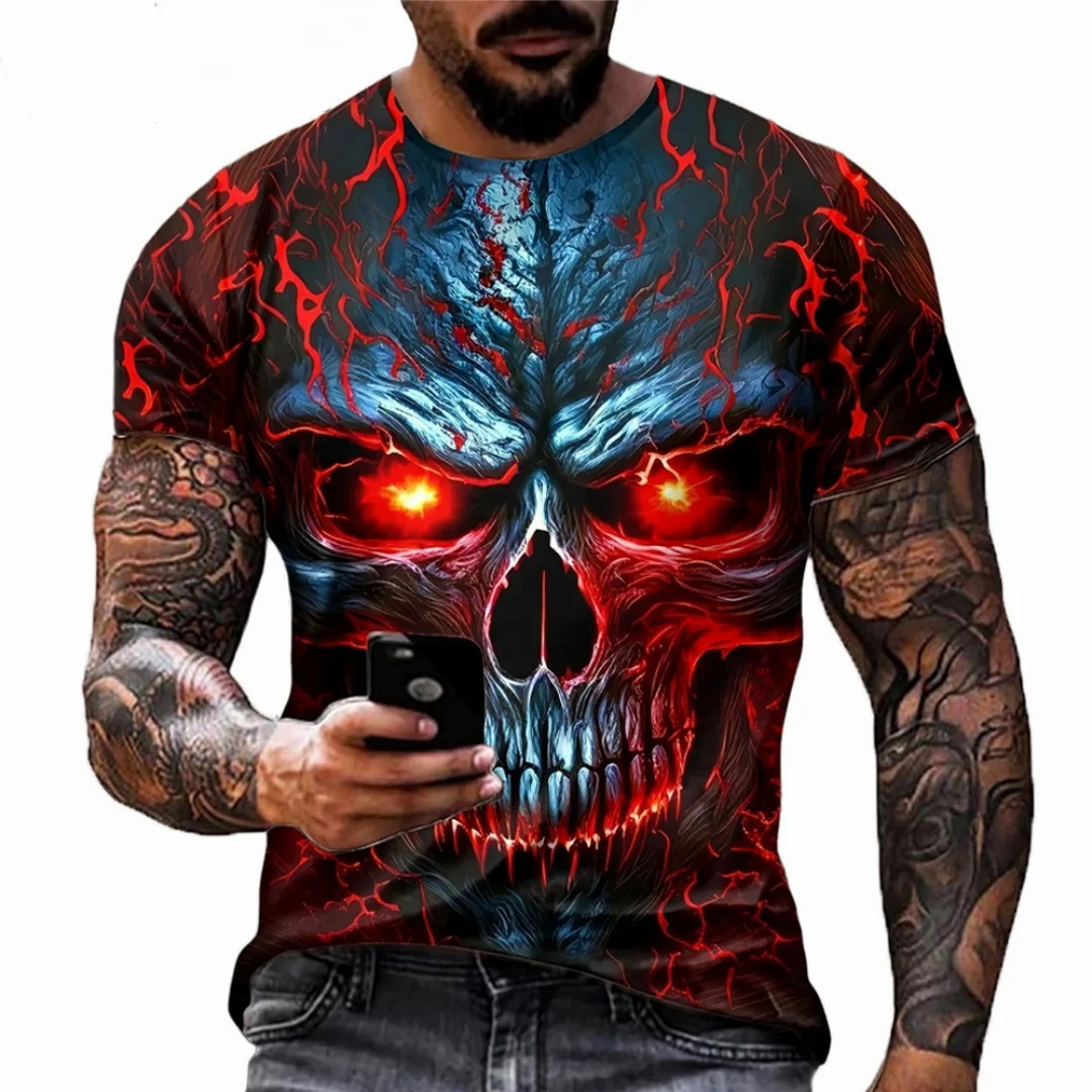 Футболка с рисунком ужасов и черепом на Хэллоуин, 3d принт, летняя мужская футболка для отдыха, сухая, быстро, детская одежда, футболка Y2k Woman