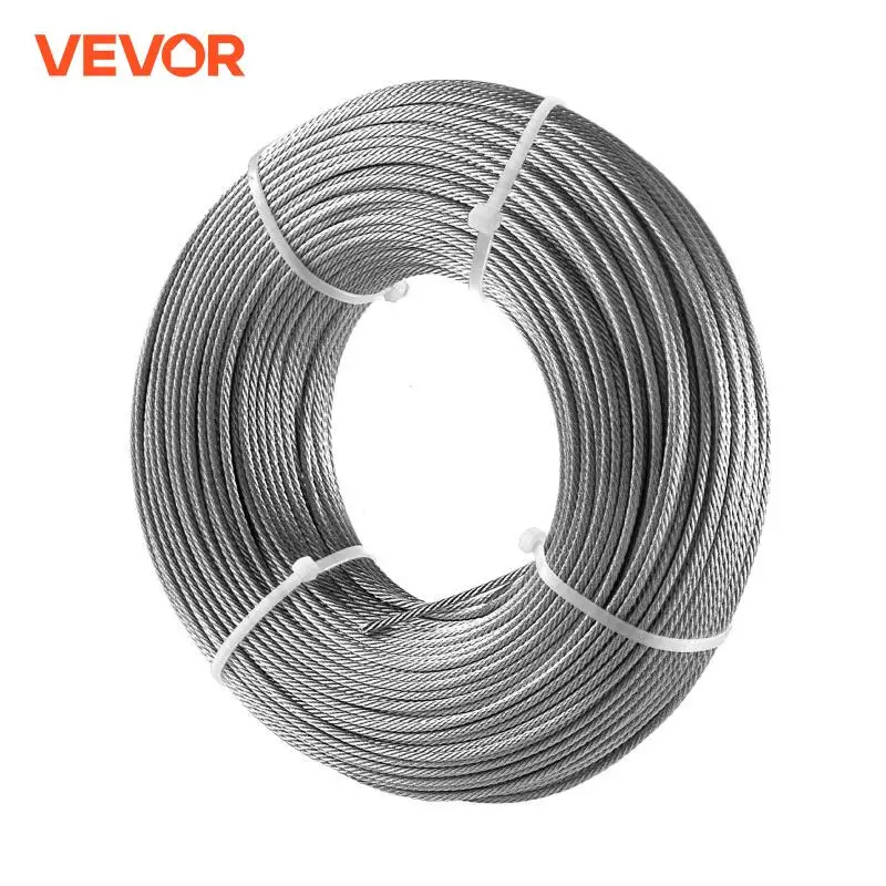 VEVOR Wire Rope 316 Stainless Steel Fishing Lifting Cable 100FT Anti-Corrosion Fastness Fishery 1/8 in./3.2mm Diameter