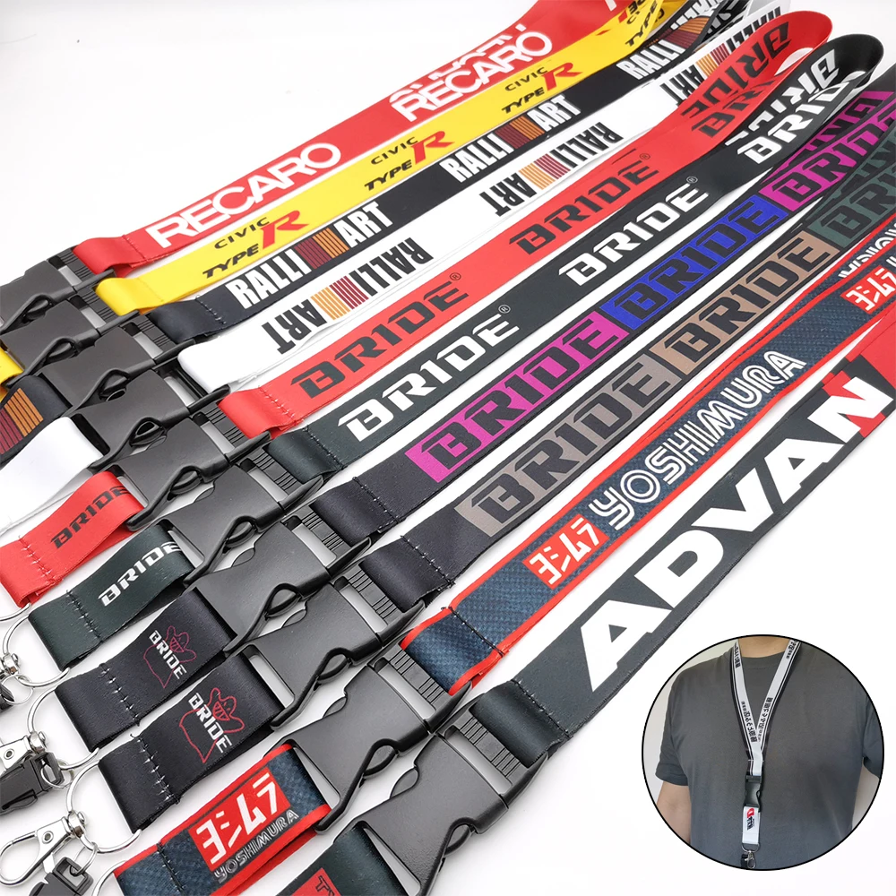 

JDM Style Lanyard Keychain Mobile Phone Strap Keyring Decoration Men Gift Detachable Buckle Lanyards For Bride RECARO RALLIART