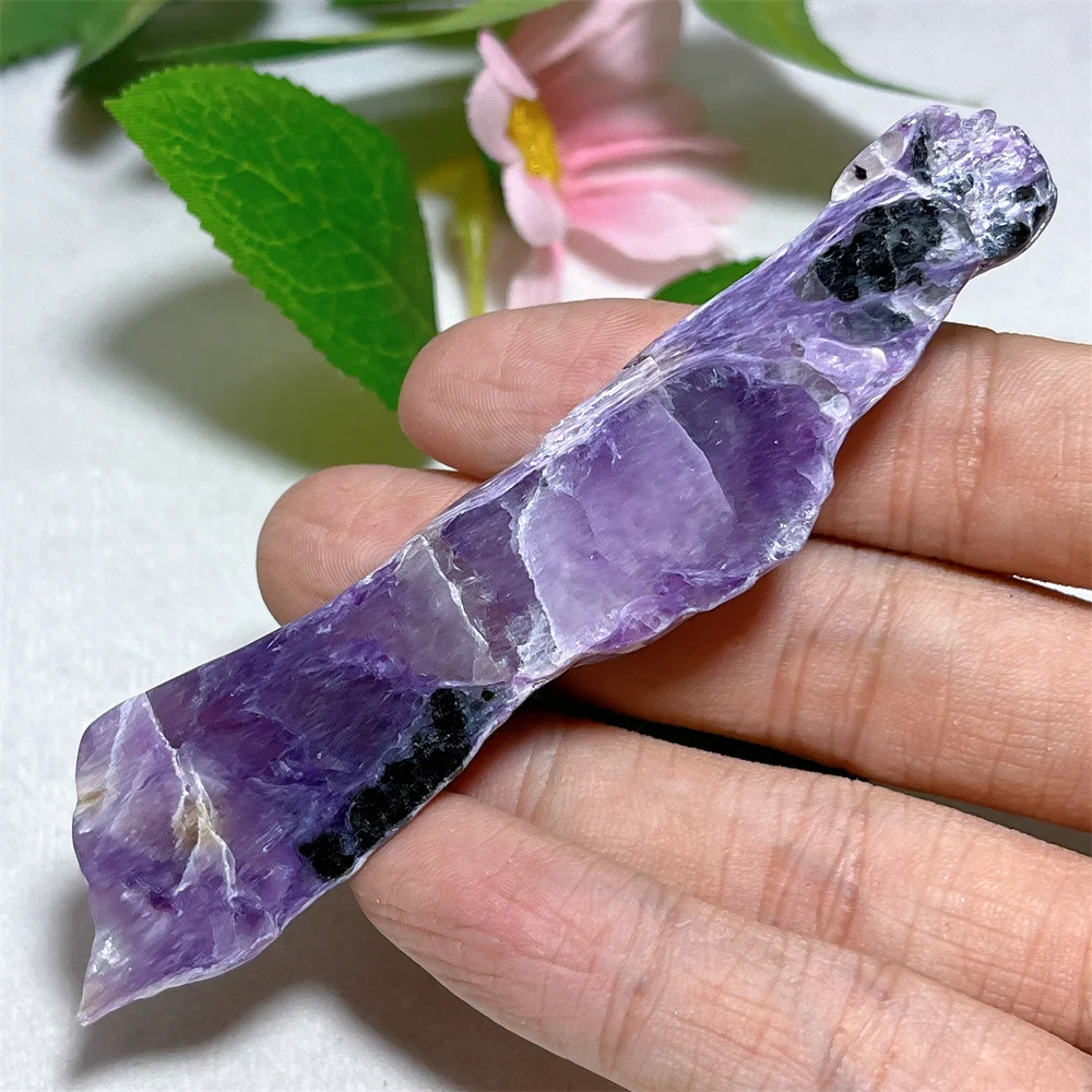 Natural Crystal Charoite Slab Specimen Stone Quartz  Feng Shui Energy Mineral Meditation Healing Gem Home Decoration