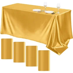 Rectangle Wedding Satin Tablecloth Bright Smooth Gold White Solid color Bright Smooth Table cover for Banquet 57x102inch Custom