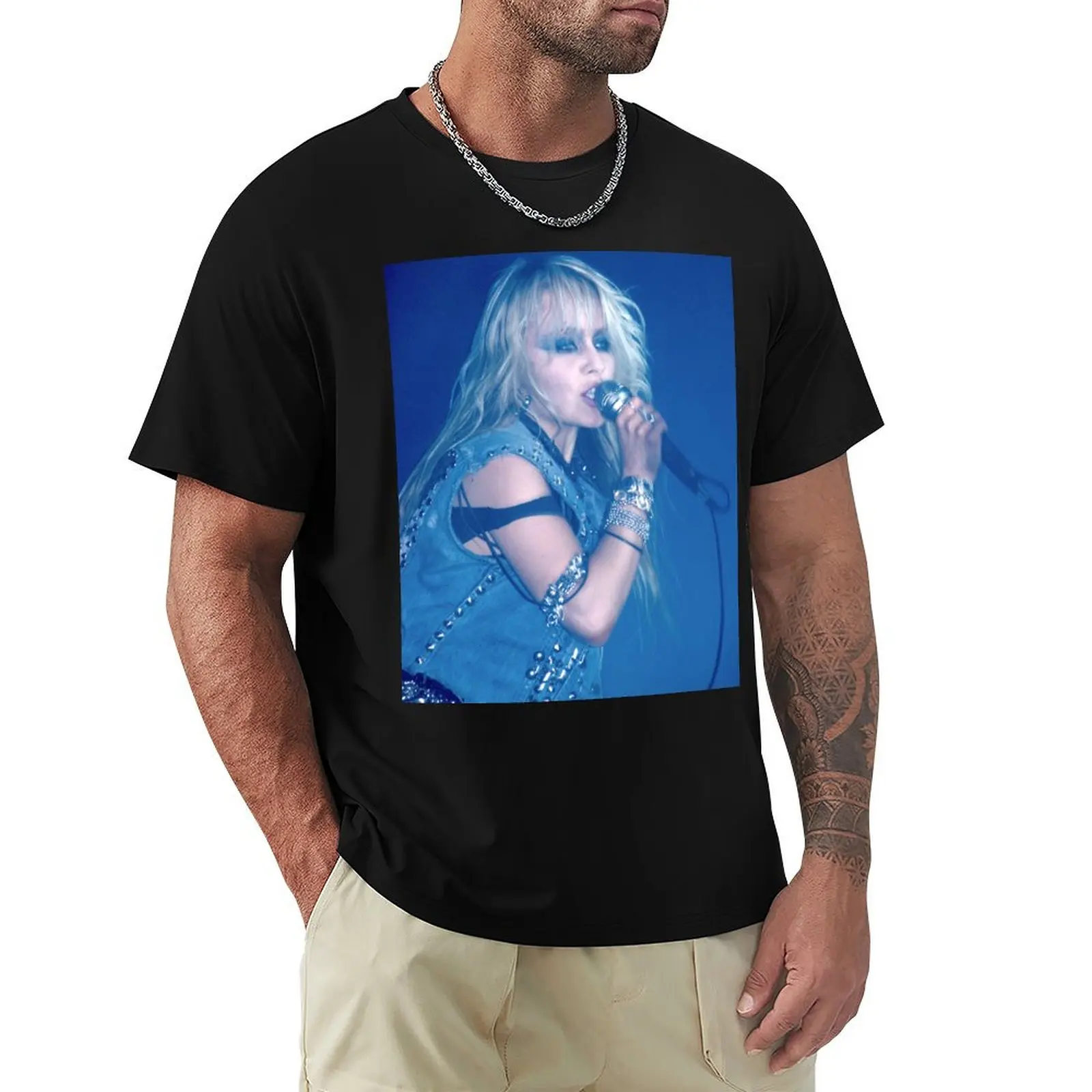 Doro Pesch Warlock Photograph T-Shirt cotton t shirts man 100% T-Shirt
