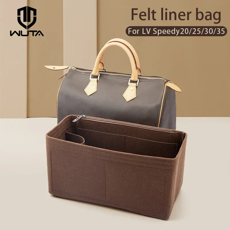 WUTA Felt Insert Bag Organizer For LV Speedy 20 25 30 35 Flap Handbag Inner Bag Makeup Travel Purse Storage Tote Bag Accessories