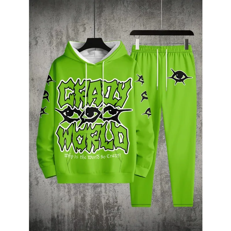 Sweat-shirt à capuche et pantalon pour hommes, imprimé en 3D, Style épaule, ensemble deux pièces pour les sports décontractés du printemps et de l'automne, 2025