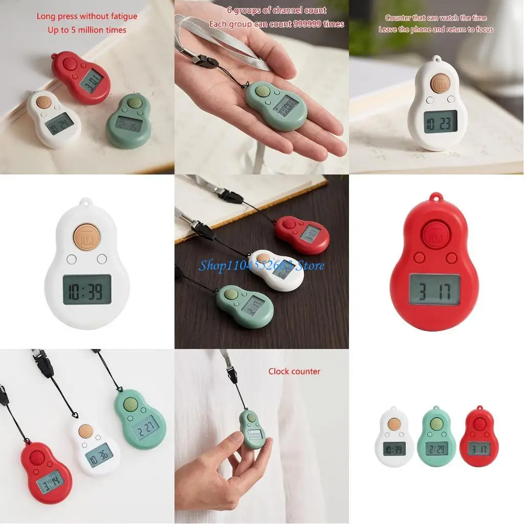 

Y6GD Tally Counter with Batteries Lanyard Time Display 6CH 6-Digit Backlight Clicker