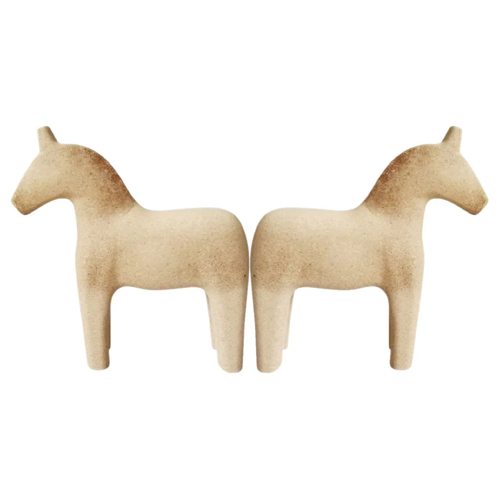 

2pcs Wooden Horse Ornaments Diy Unfinished Horse Figurines Vintage Wood Statue Craft Animal For Home Decor Table Centerpiece