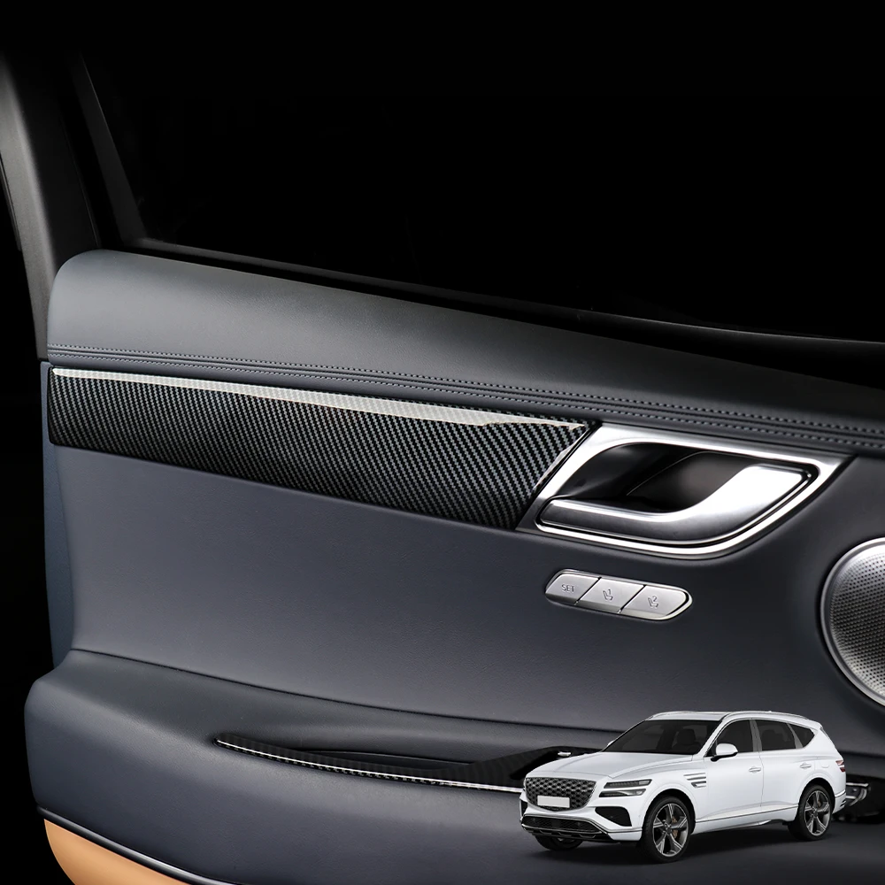 

For Genesis GV80 2025 2026 4PCS Inner Door Panel Cover ABS Plastic Dashboard Trim Protection Guard Accessories LHD Car Tuning