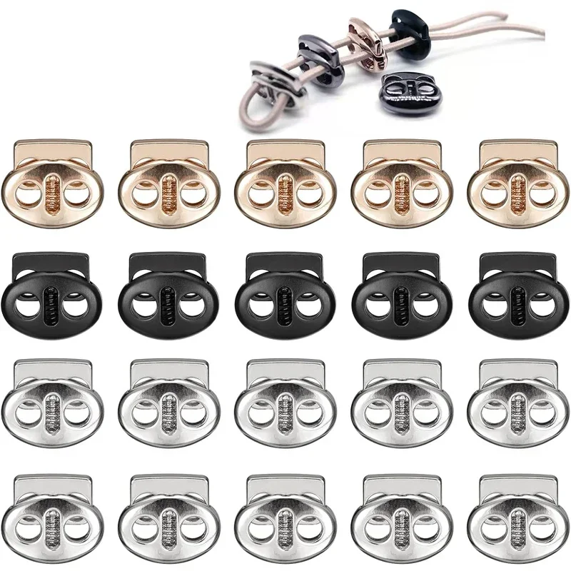 100Pcs 4mm-5.5mm Twin Hole Metal Stopper Cord Locks Bean Drawstring Toggle Clip Apparel Shoelace Sportswear Button Accessorie