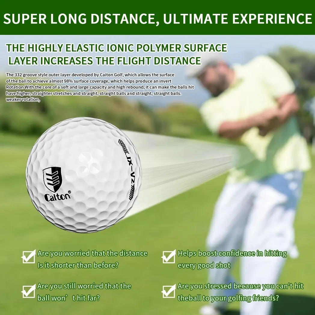 Golf Extreme Distance Double-layer Ball, Aerodynamic Design High Core Soft Feel, Increase Flight Distance 40 Yards + (6/3pcs)